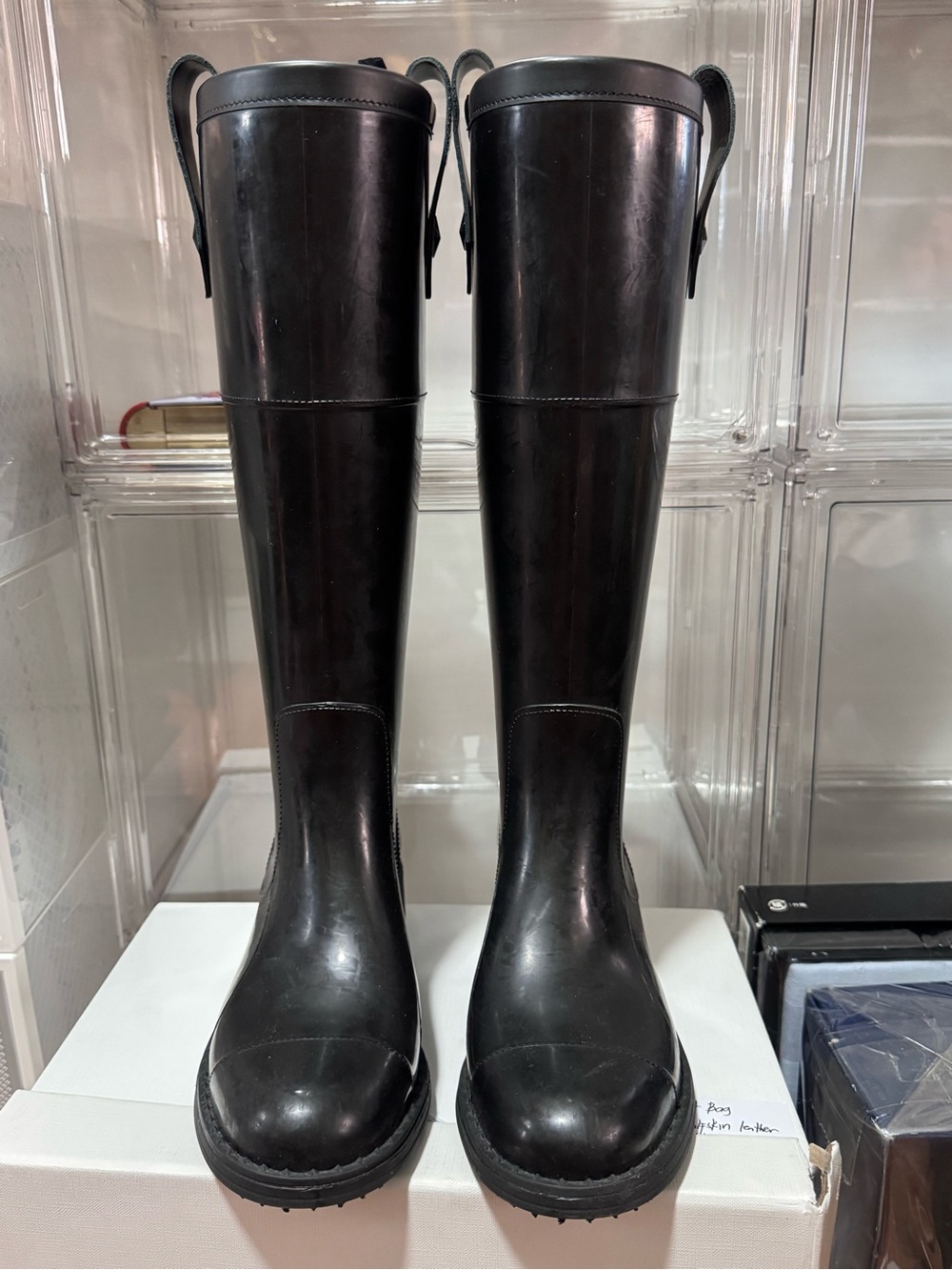 Jimmy Choo Black Tall Platform Rain Boots